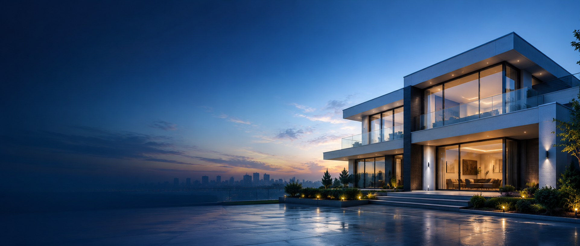 Modern property protected by IBS building solutions at dusk